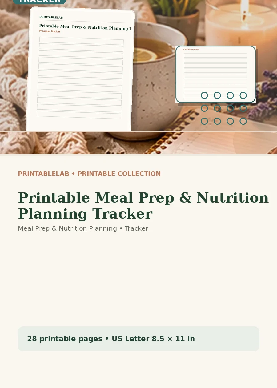 Printable Meal Prep & Nutrition Planning Tracker cover