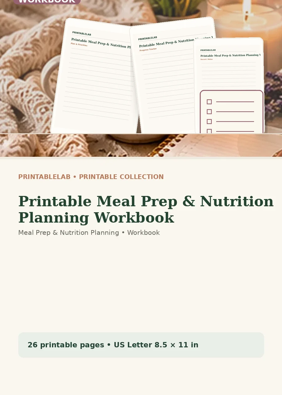 Printable Meal Prep & Nutrition Planning Workbook cover