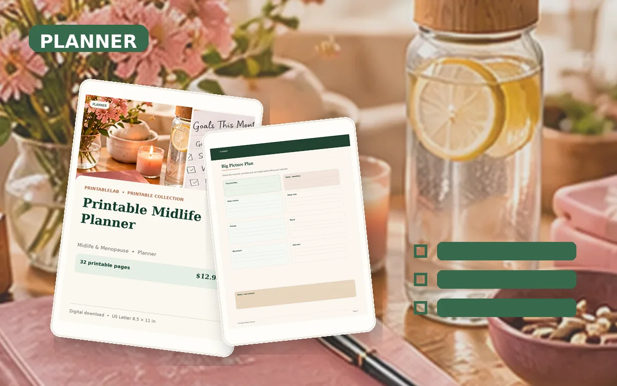 Printable Midlife Planner cover