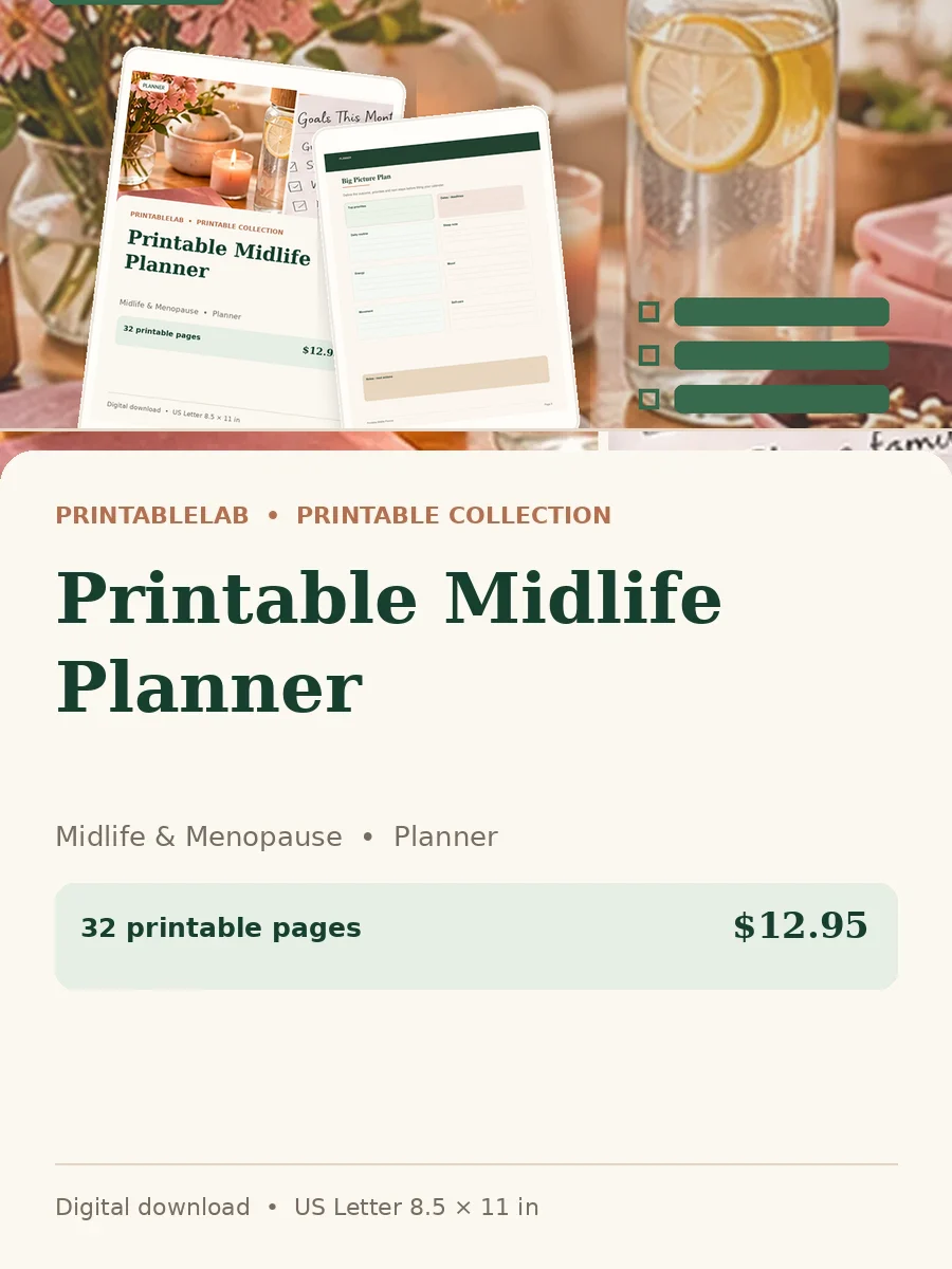 Printable Midlife Planner cover