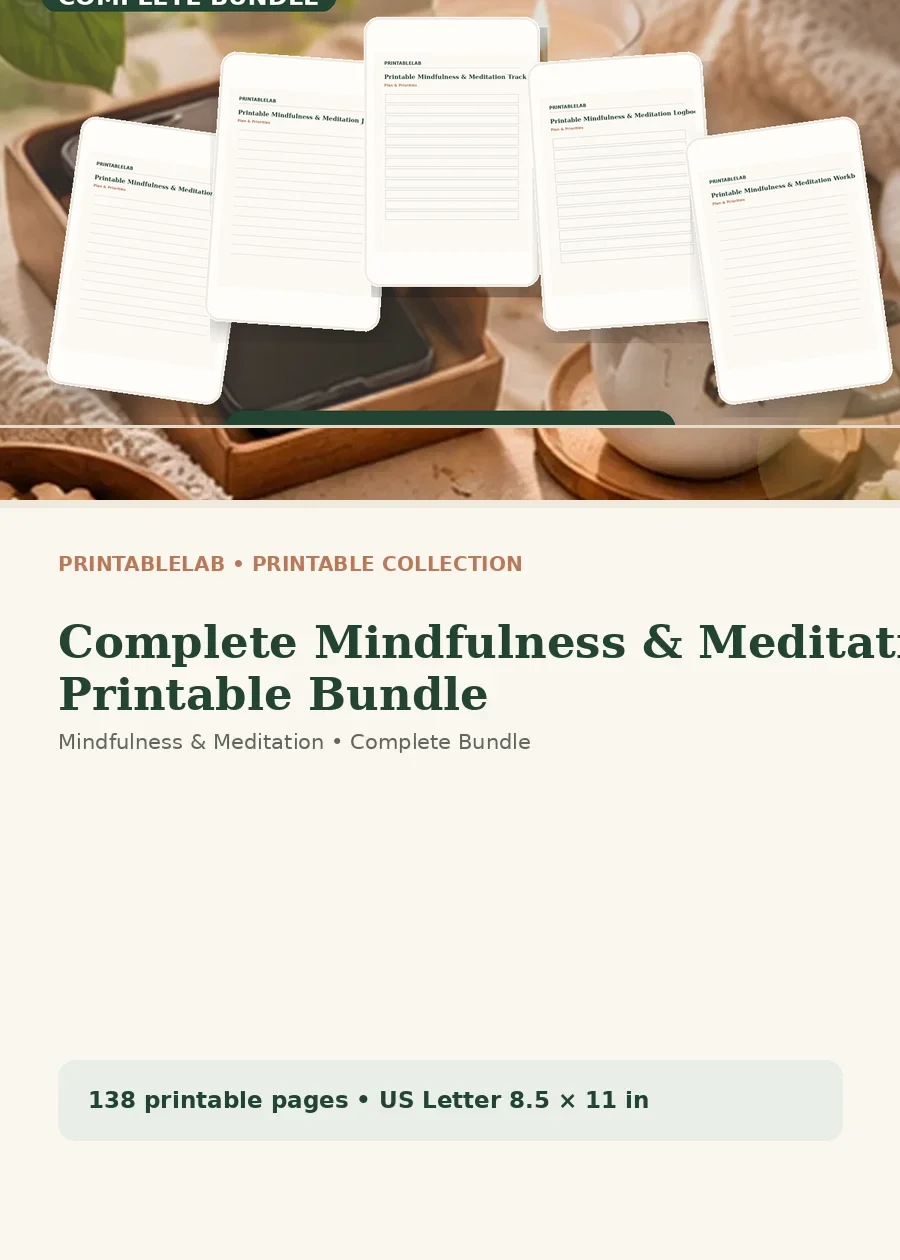 Complete Mindfulness & Meditation Printable Bundle cover