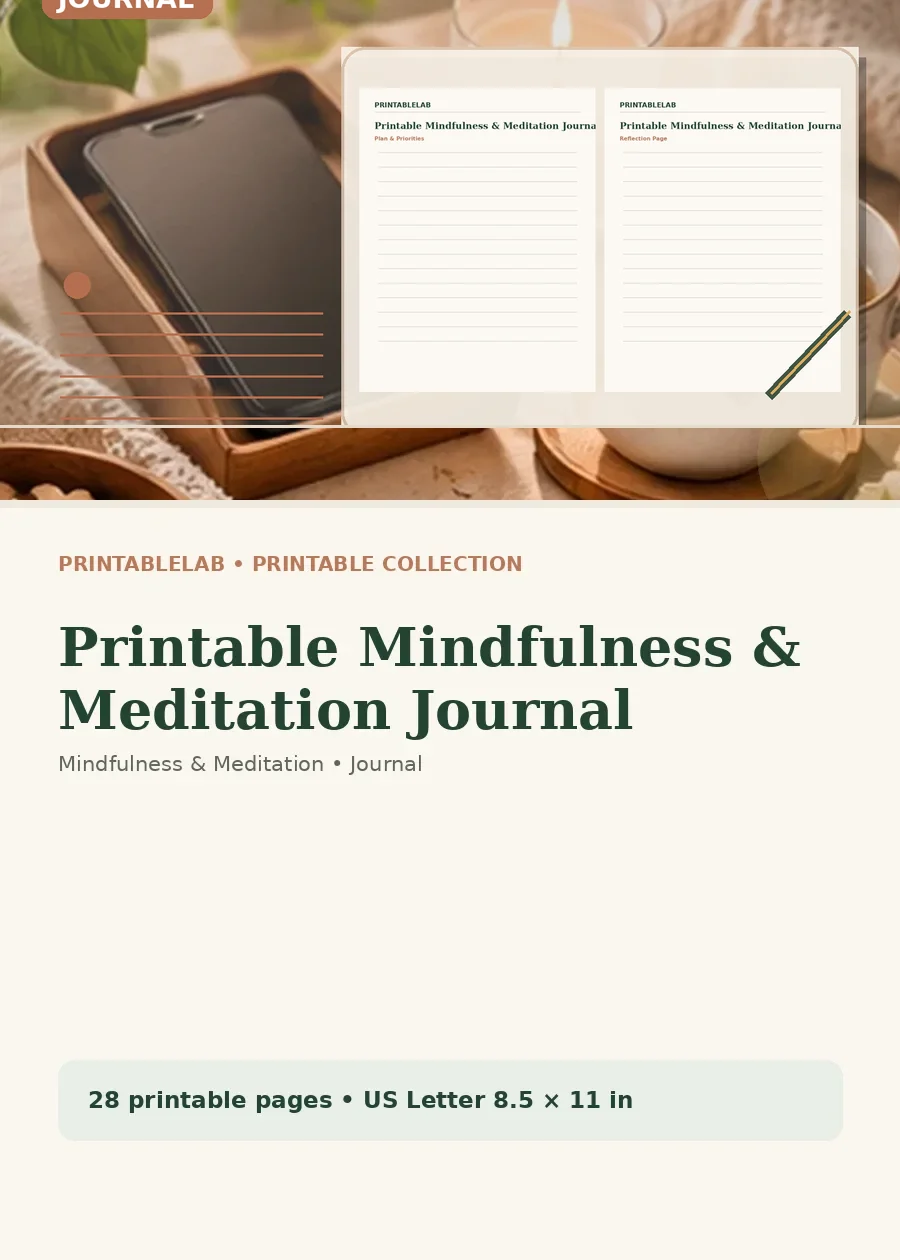 Printable Mindfulness & Meditation Journal cover
