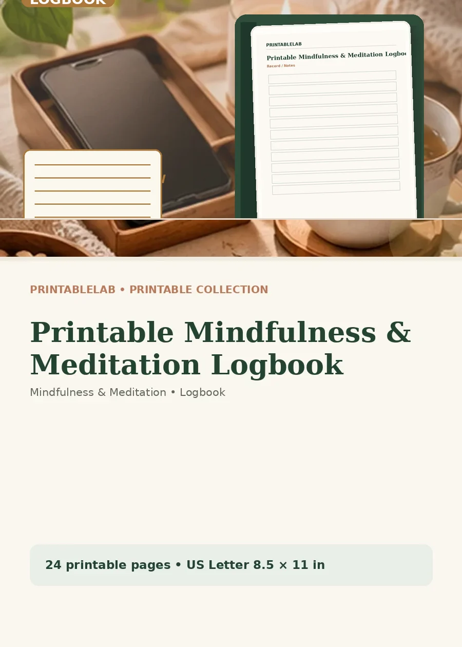 Printable Mindfulness & Meditation Logbook cover