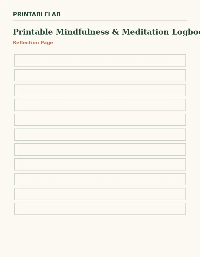 Printable Mindfulness & Meditation Logbook preview 2