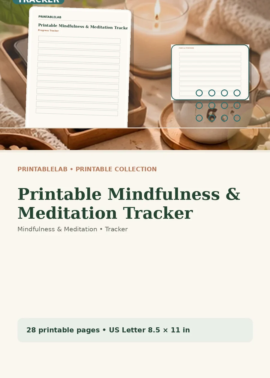 Printable Mindfulness & Meditation Tracker cover