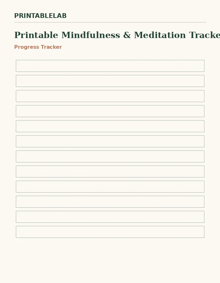 Printable Mindfulness & Meditation Tracker preview 3