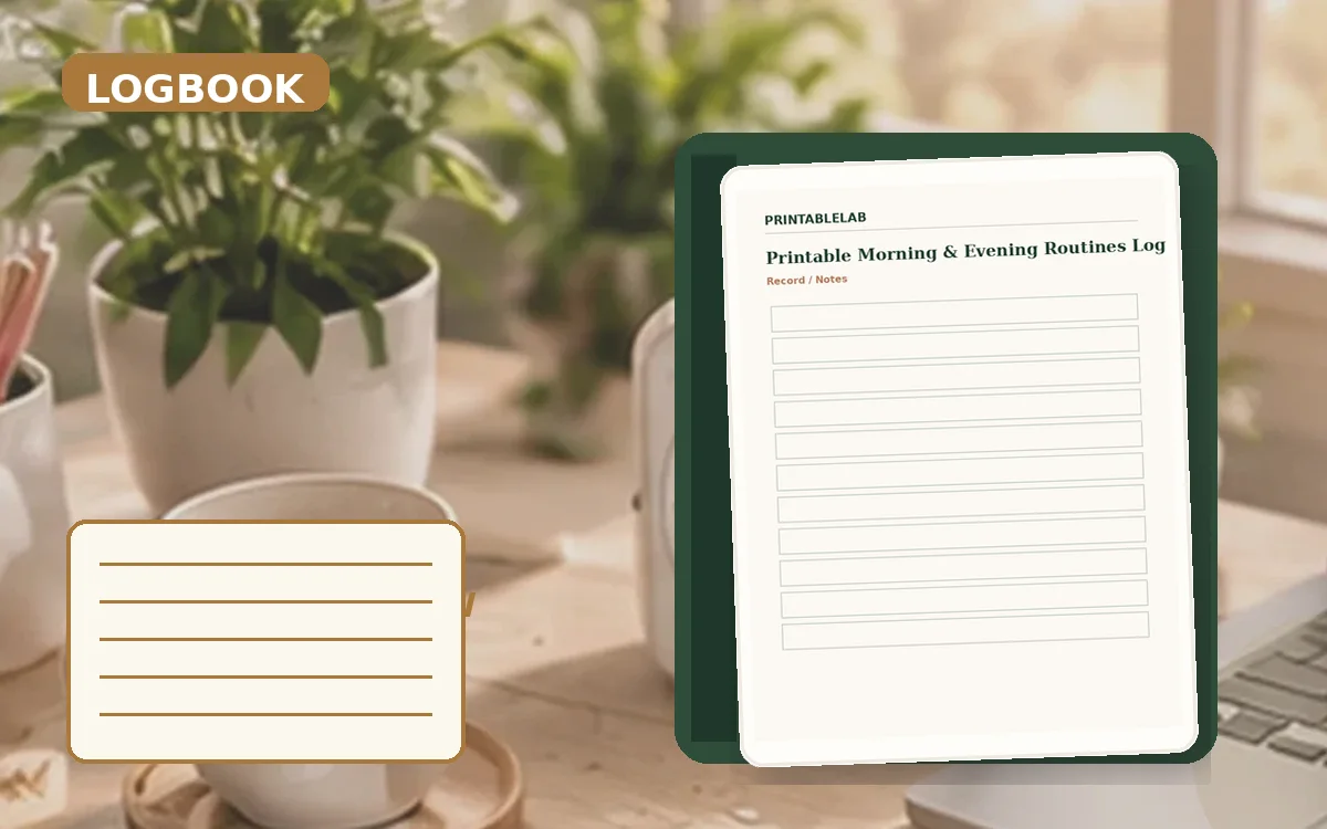 Printable Morning & Evening Routines Logbook cover