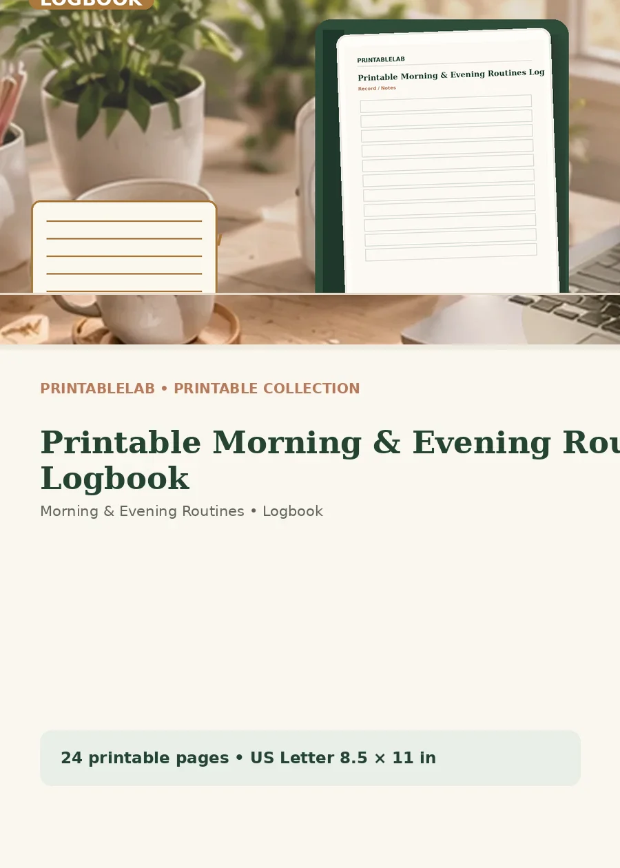 Printable Morning & Evening Routines Logbook cover