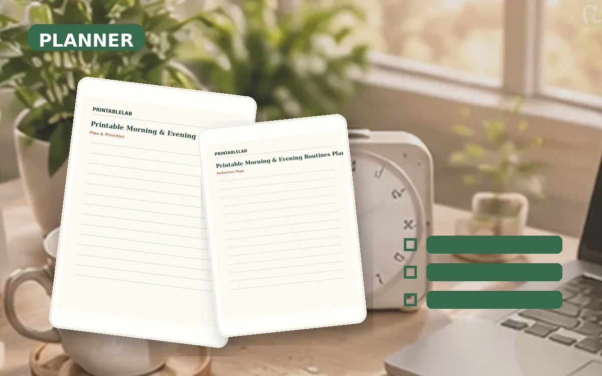 Printable Morning & Evening Routines Planner cover
