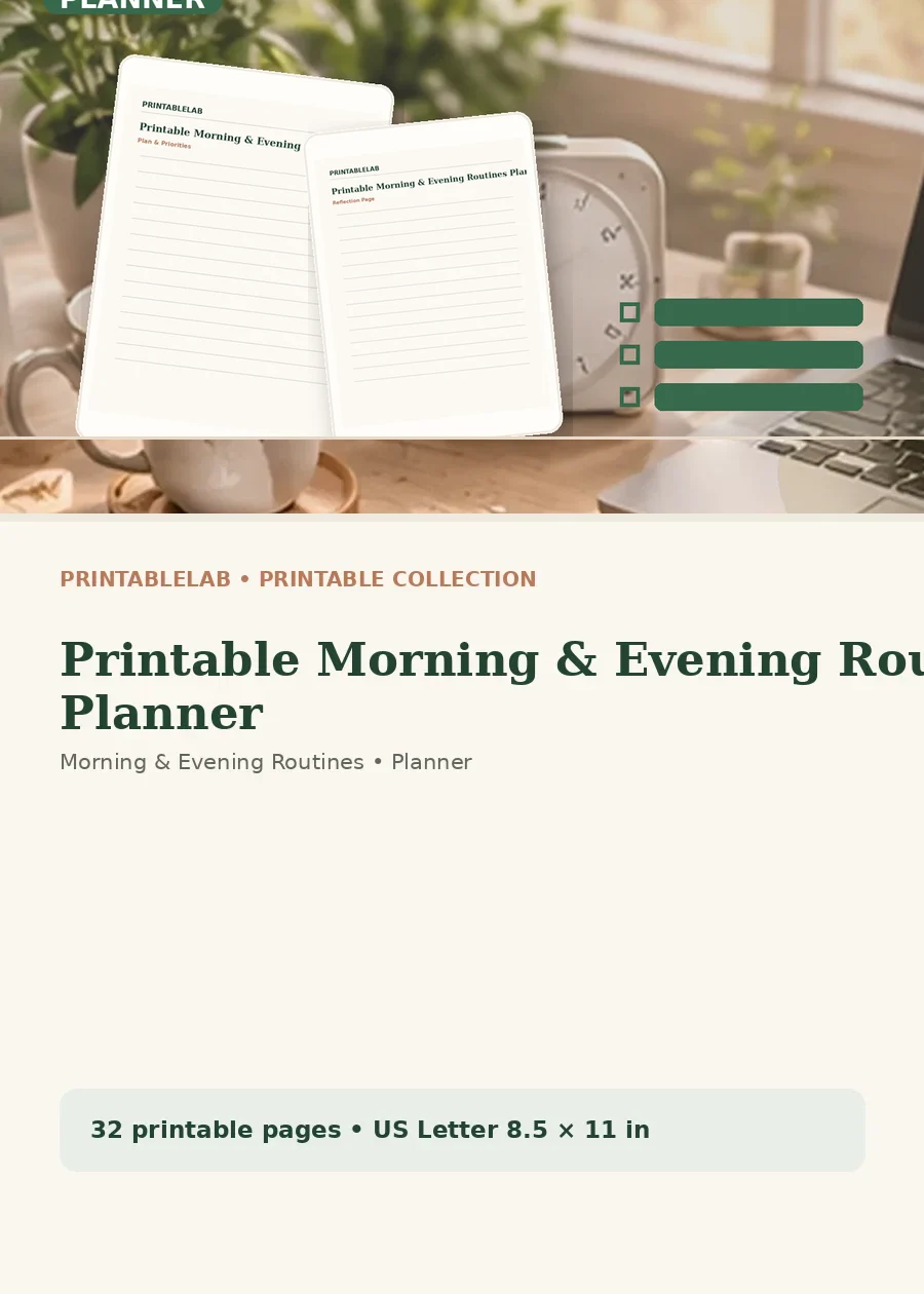 Printable Morning & Evening Routines Planner cover