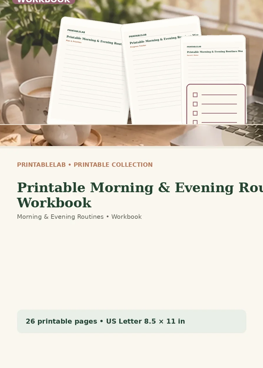 Printable Morning & Evening Routines Workbook cover
