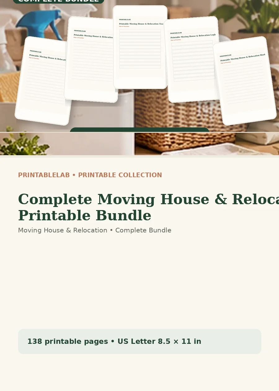 Complete Moving House & Relocation Printable Bundle cover