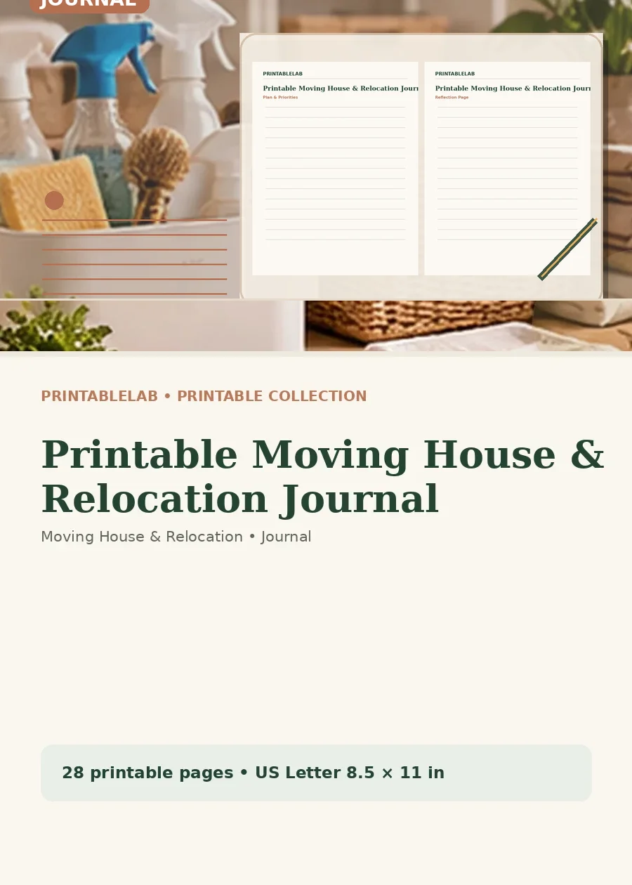 Printable Moving House & Relocation Journal cover