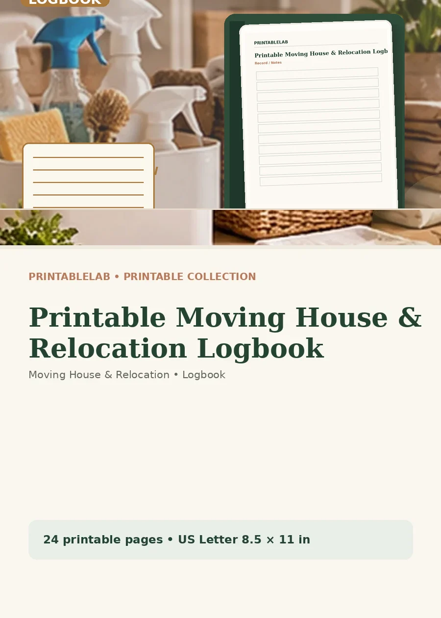 Printable Moving House & Relocation Logbook cover