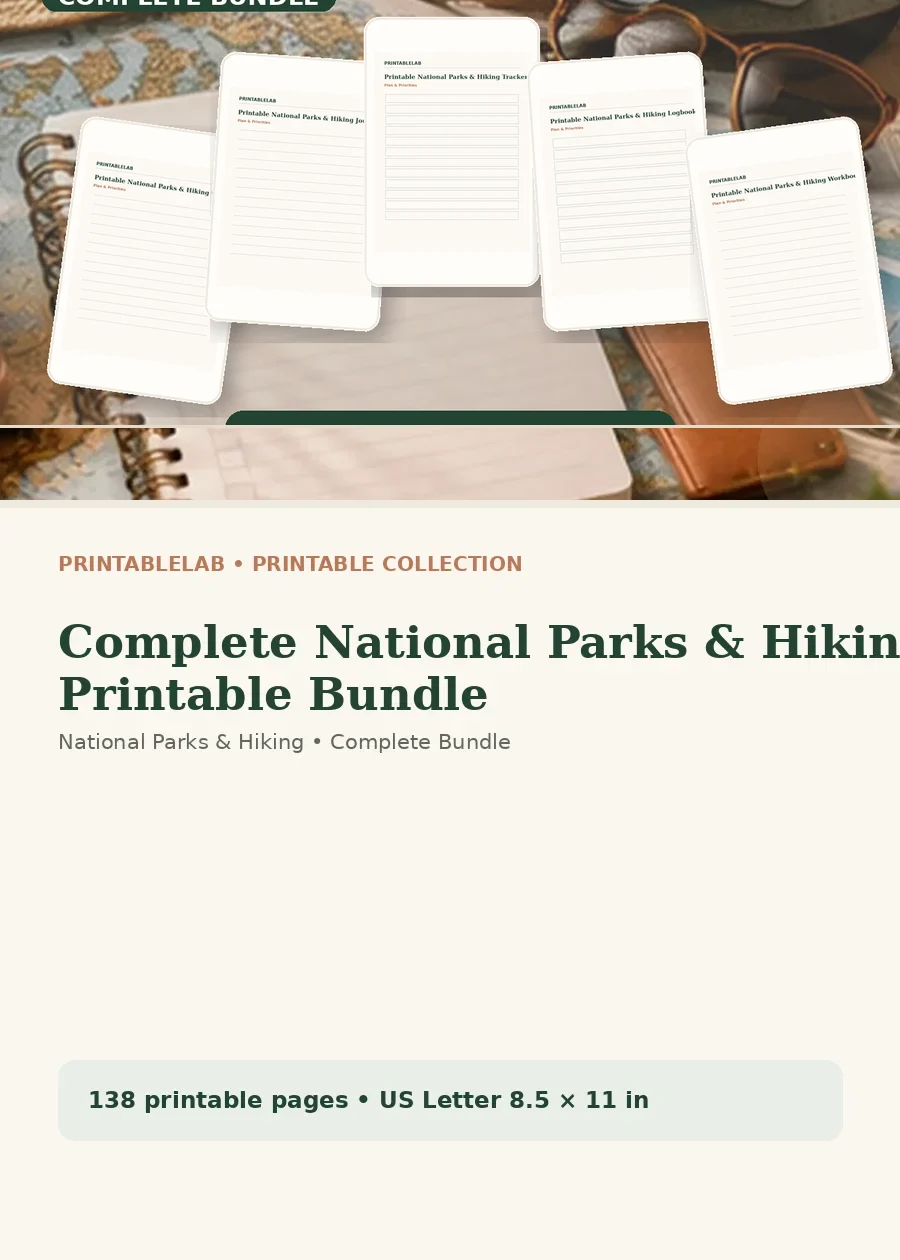 Complete National Parks & Hiking Printable Bundle cover