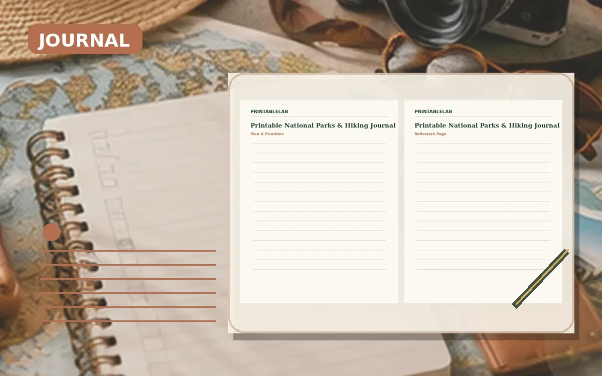 Printable National Parks & Hiking Journal cover