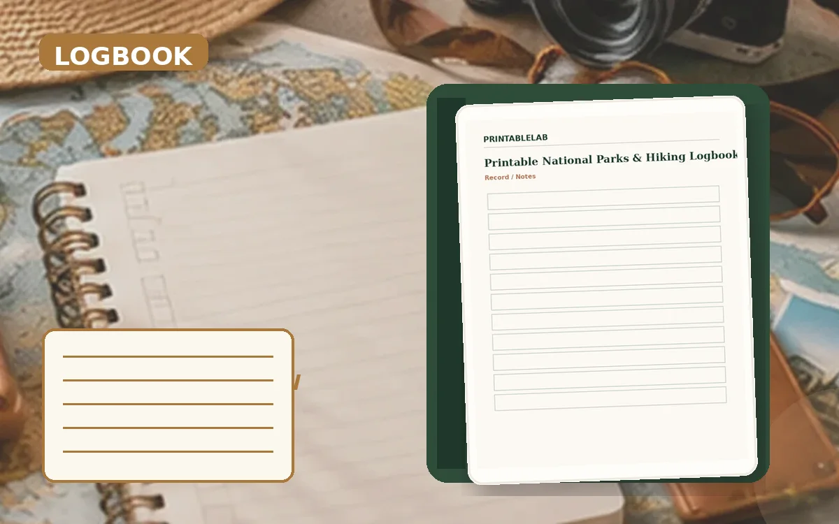 Printable National Parks & Hiking Logbook cover