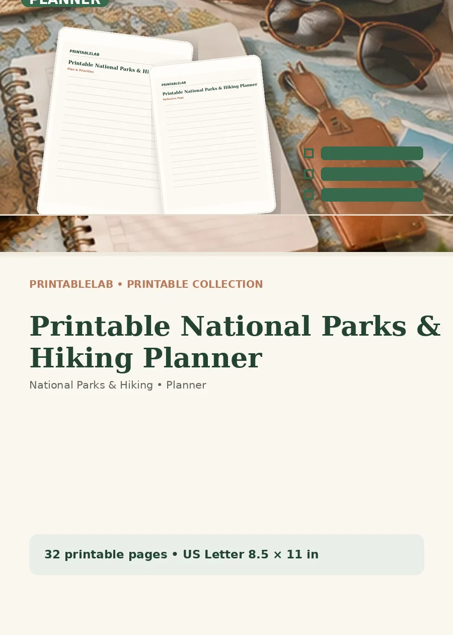 Printable National Parks & Hiking Planner cover