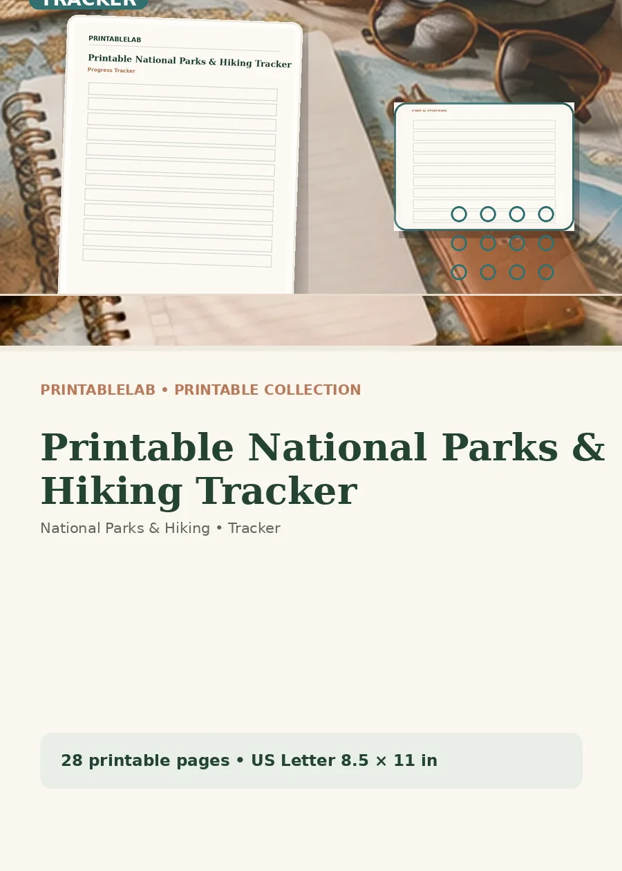 Printable National Parks & Hiking Tracker cover