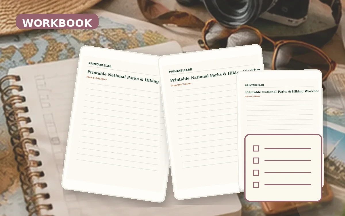 Printable National Parks & Hiking Workbook cover