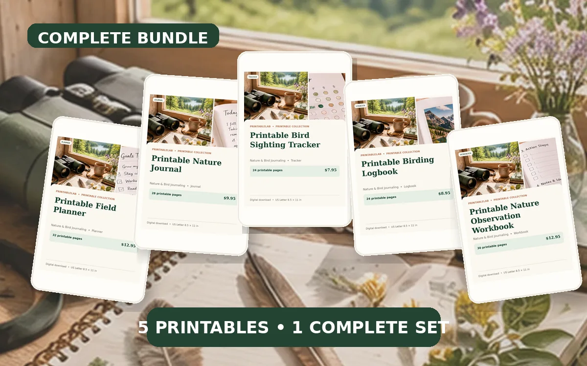 Complete Nature & Bird Journaling Printable Bundle cover