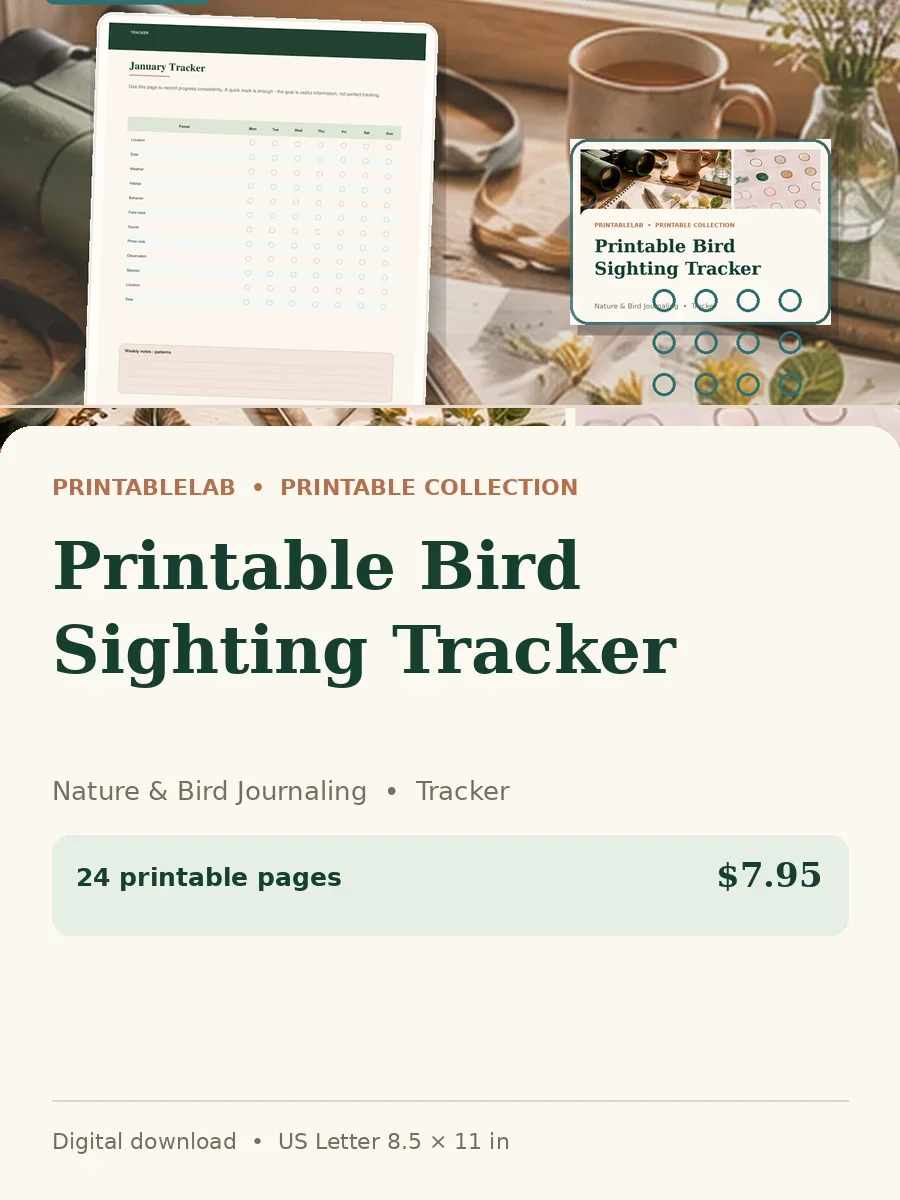 Printable Bird Sighting Tracker cover