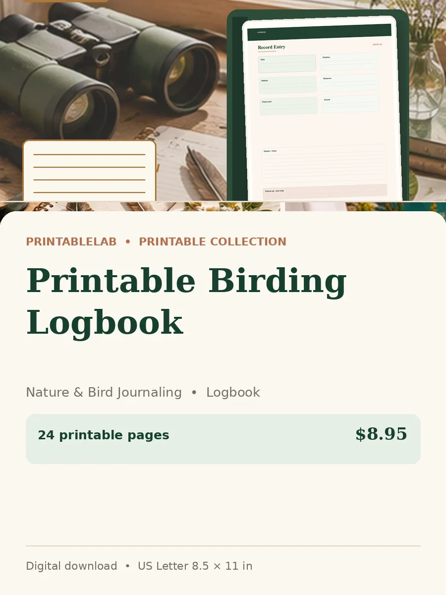 Printable Birding Logbook cover