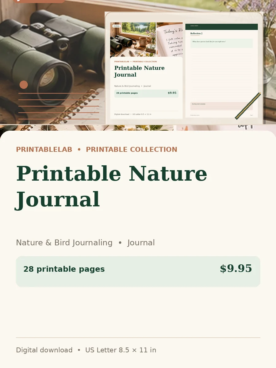 Printable Nature Journal cover