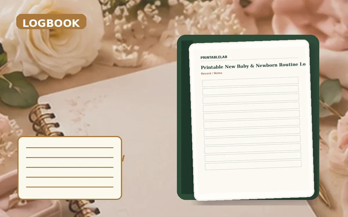 Printable New Baby & Newborn Routine Logbook cover