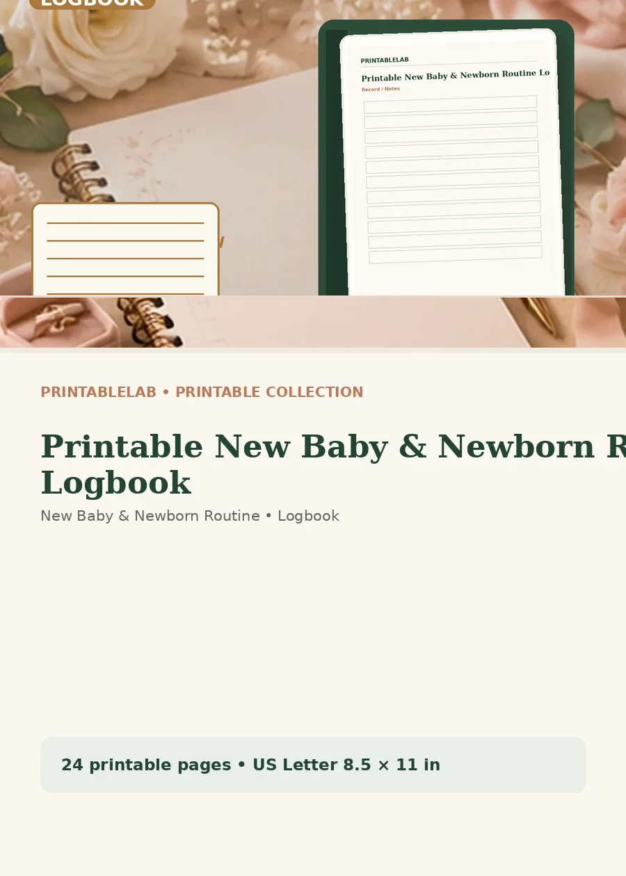 Printable New Baby & Newborn Routine Logbook cover