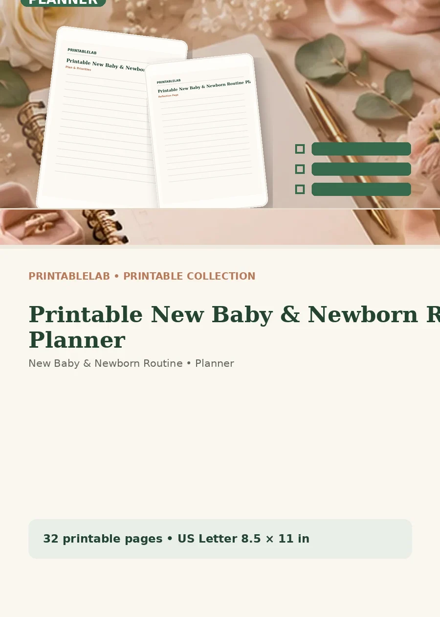 Printable New Baby & Newborn Routine Planner cover