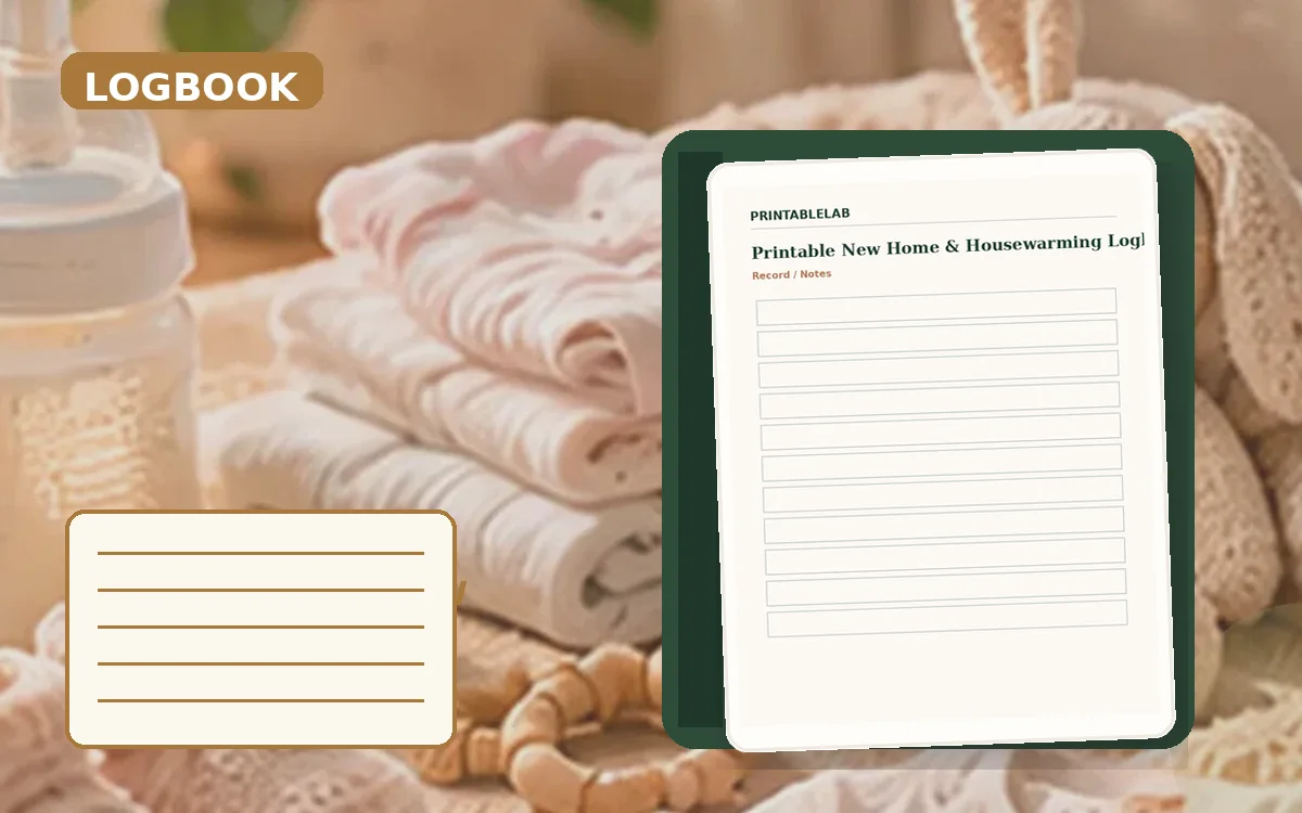 Printable New Home & Housewarming Logbook cover