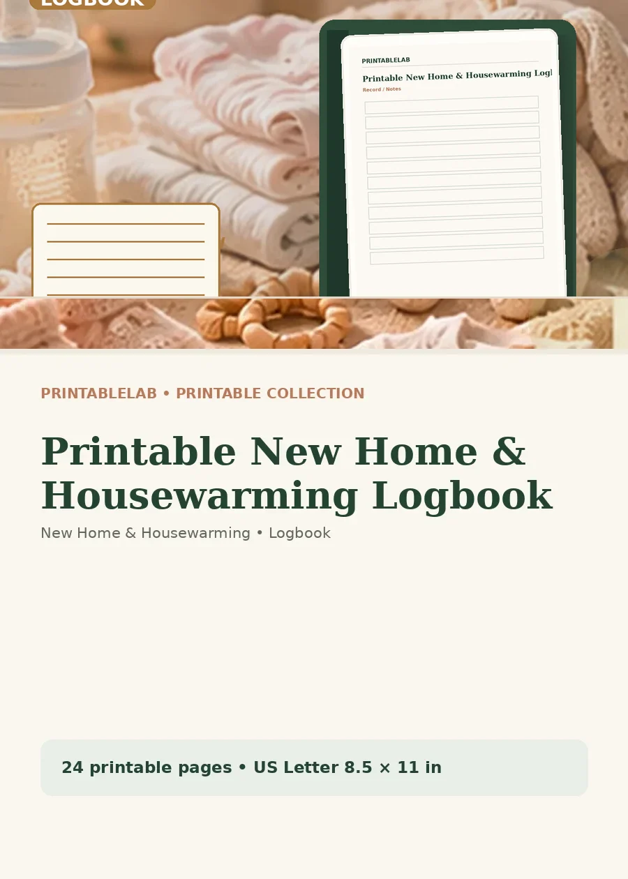 Printable New Home & Housewarming Logbook cover