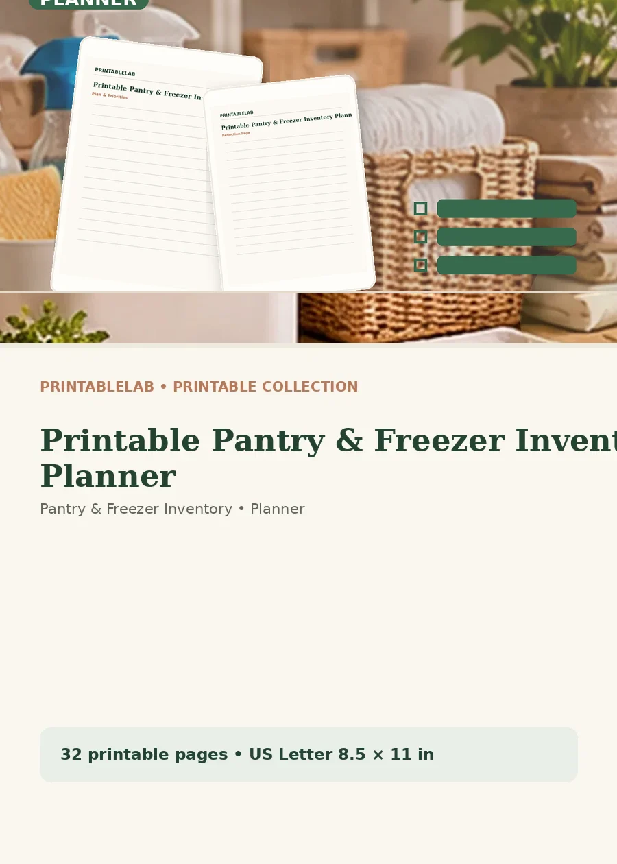 Printable Pantry & Freezer Inventory Planner cover