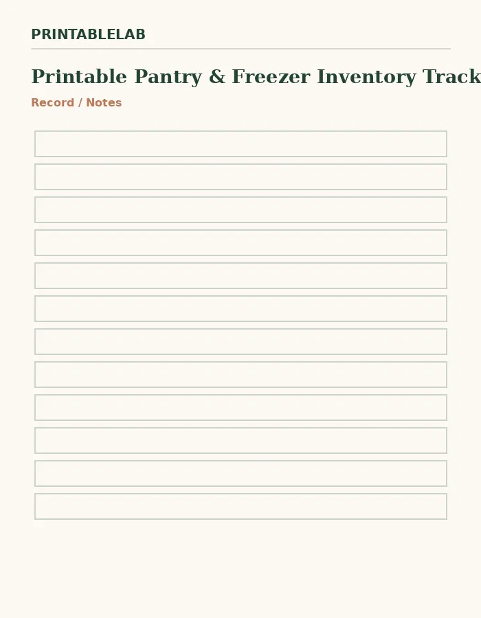 Printable Pantry & Freezer Inventory Tracker preview 4