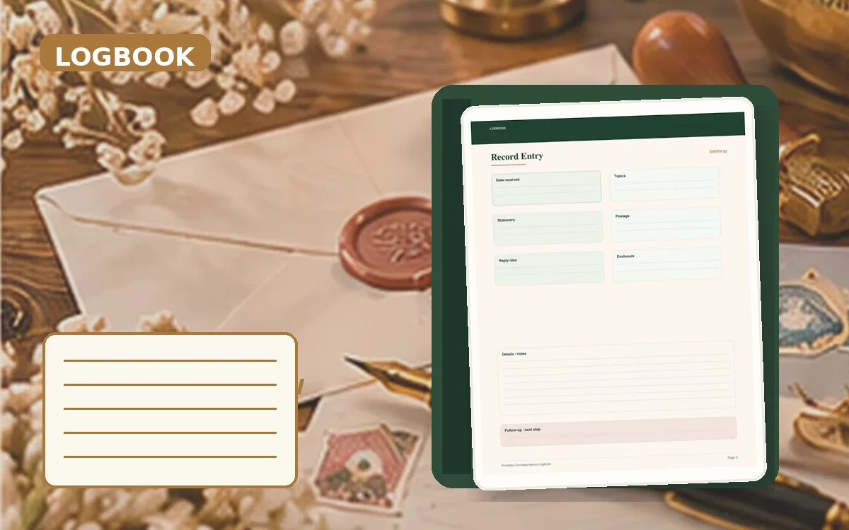 Printable Correspondence Logbook cover