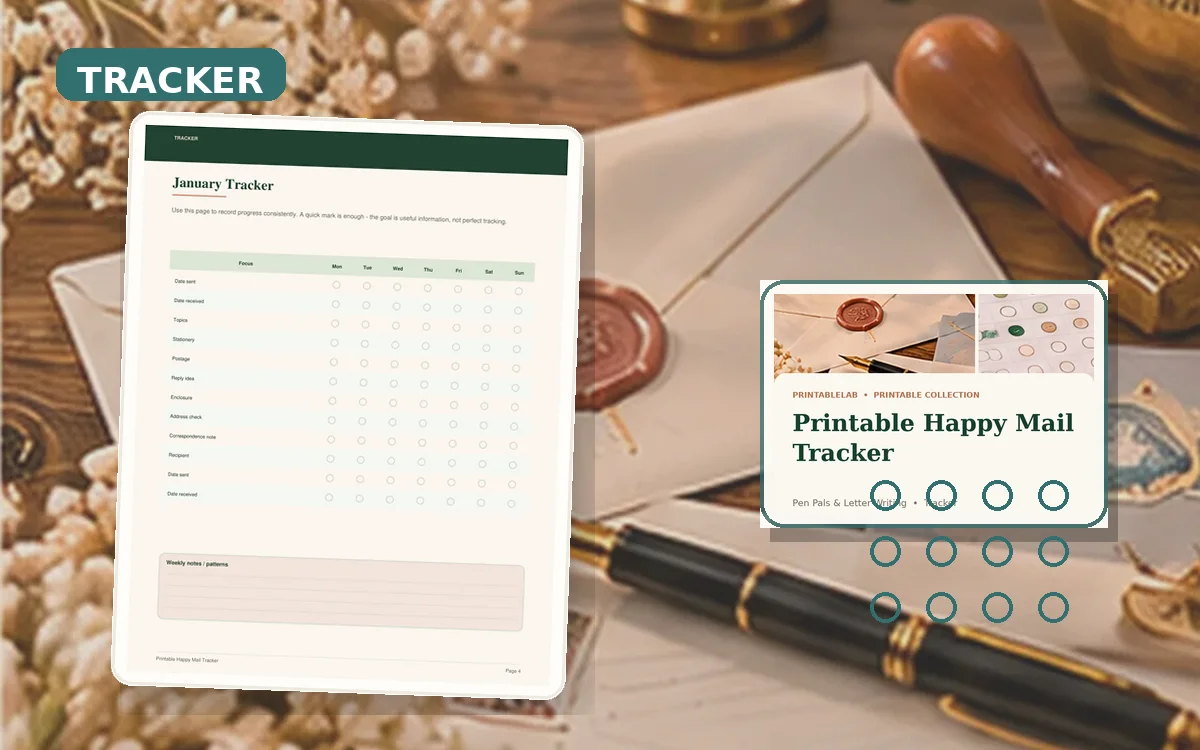 Printable Happy Mail Tracker cover