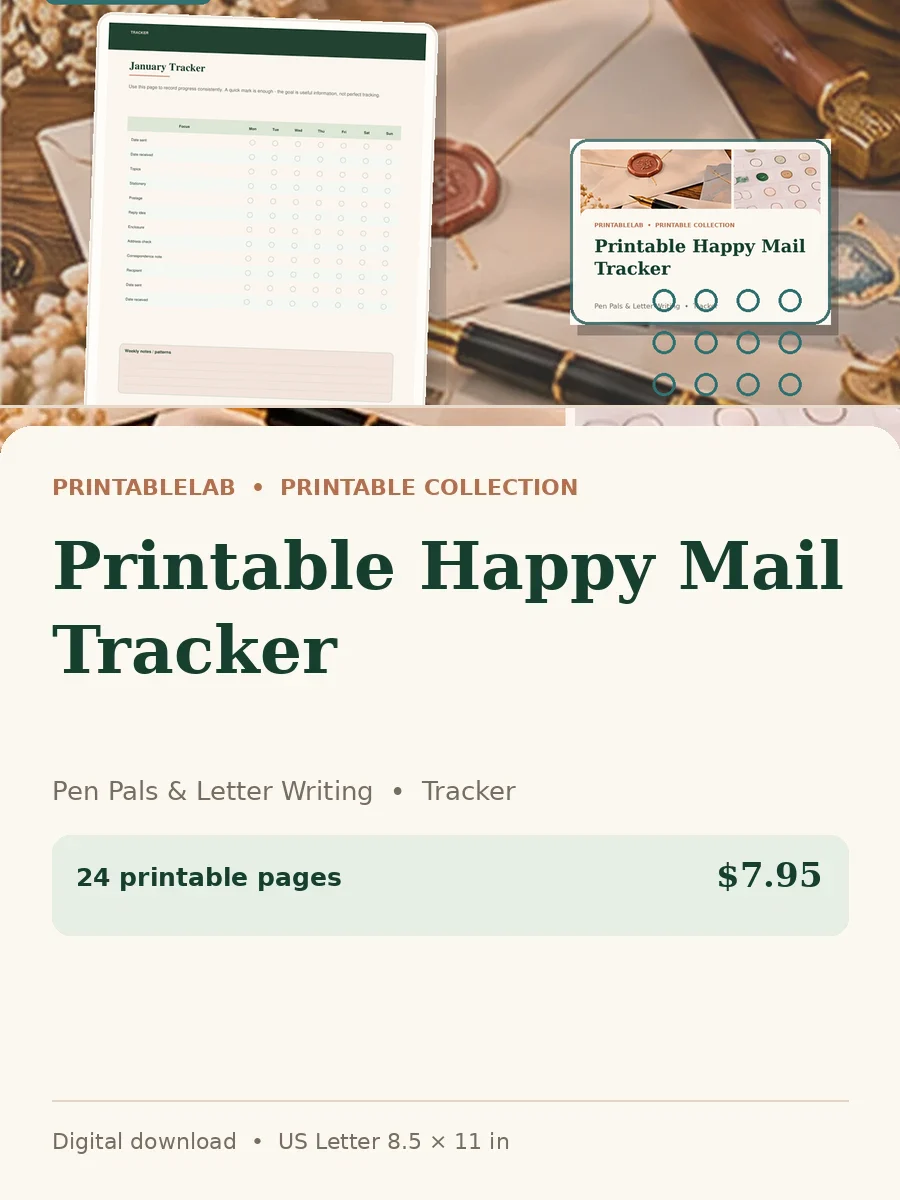 Printable Happy Mail Tracker cover