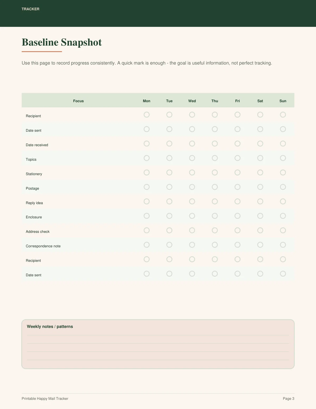 Printable Happy Mail Tracker preview 2