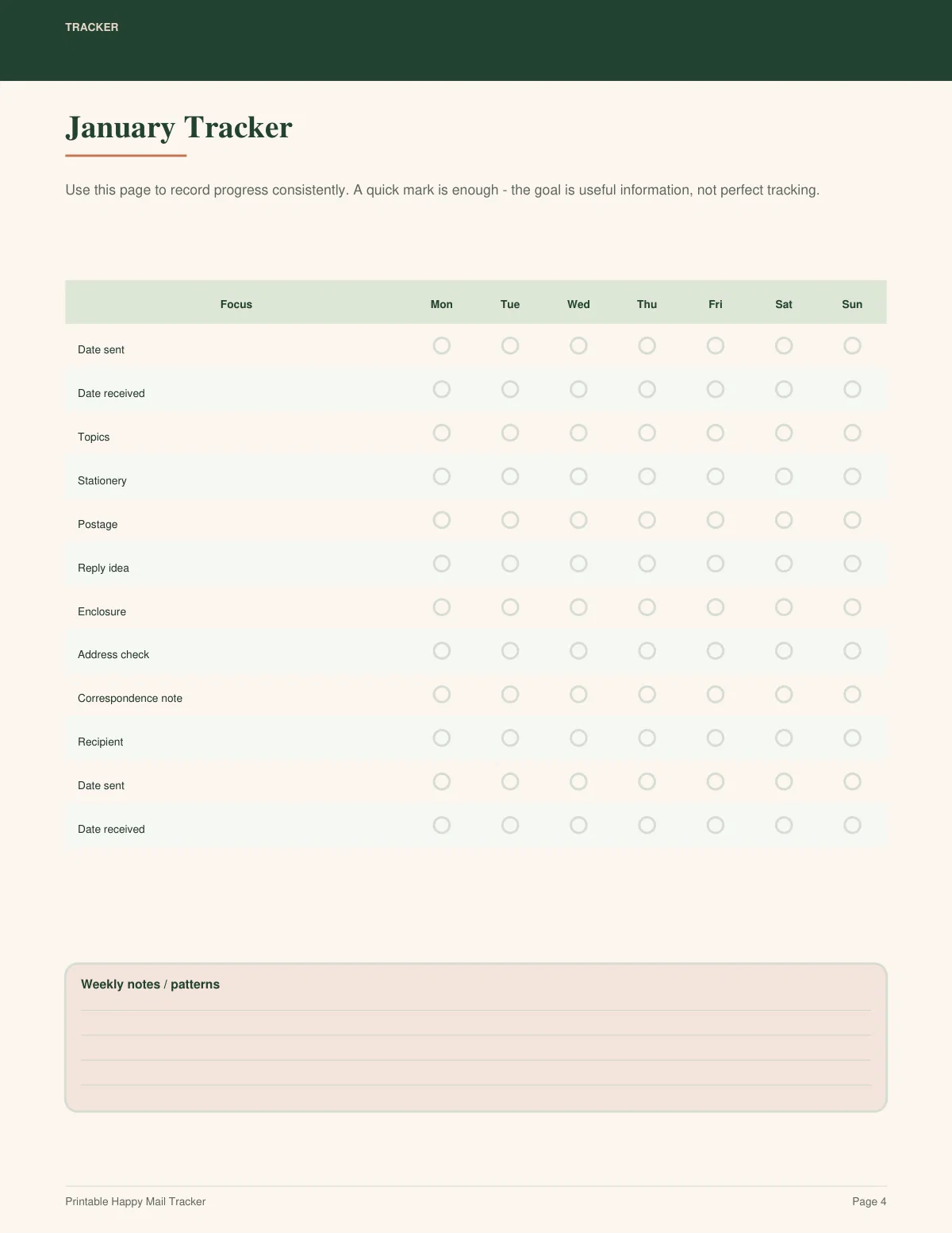 Printable Happy Mail Tracker preview 3
