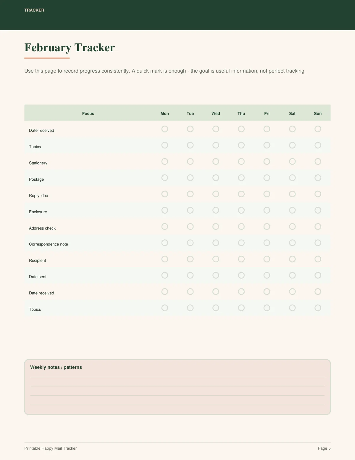 Printable Happy Mail Tracker preview 4