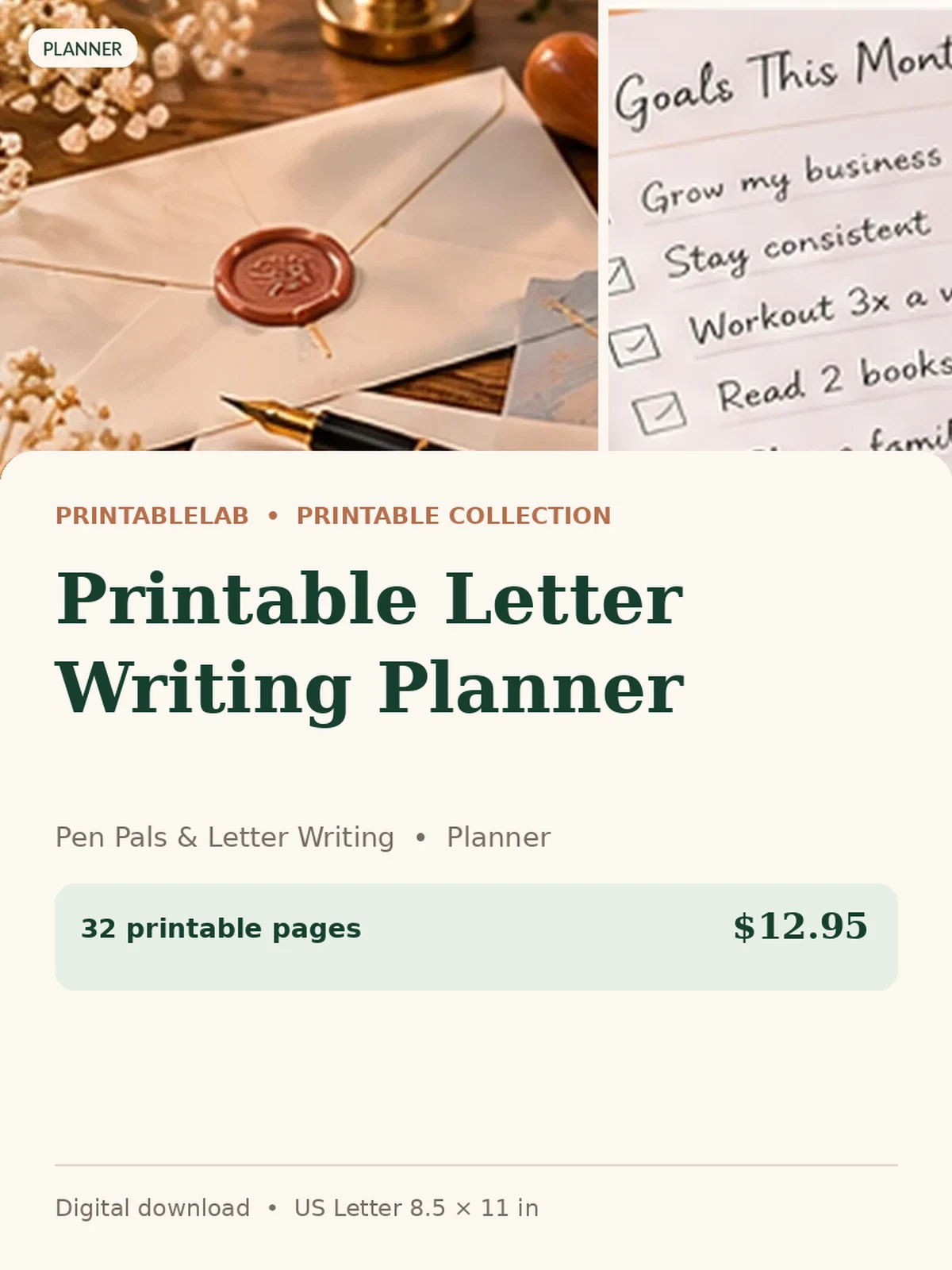 Printable Letter Writing Planner preview 1