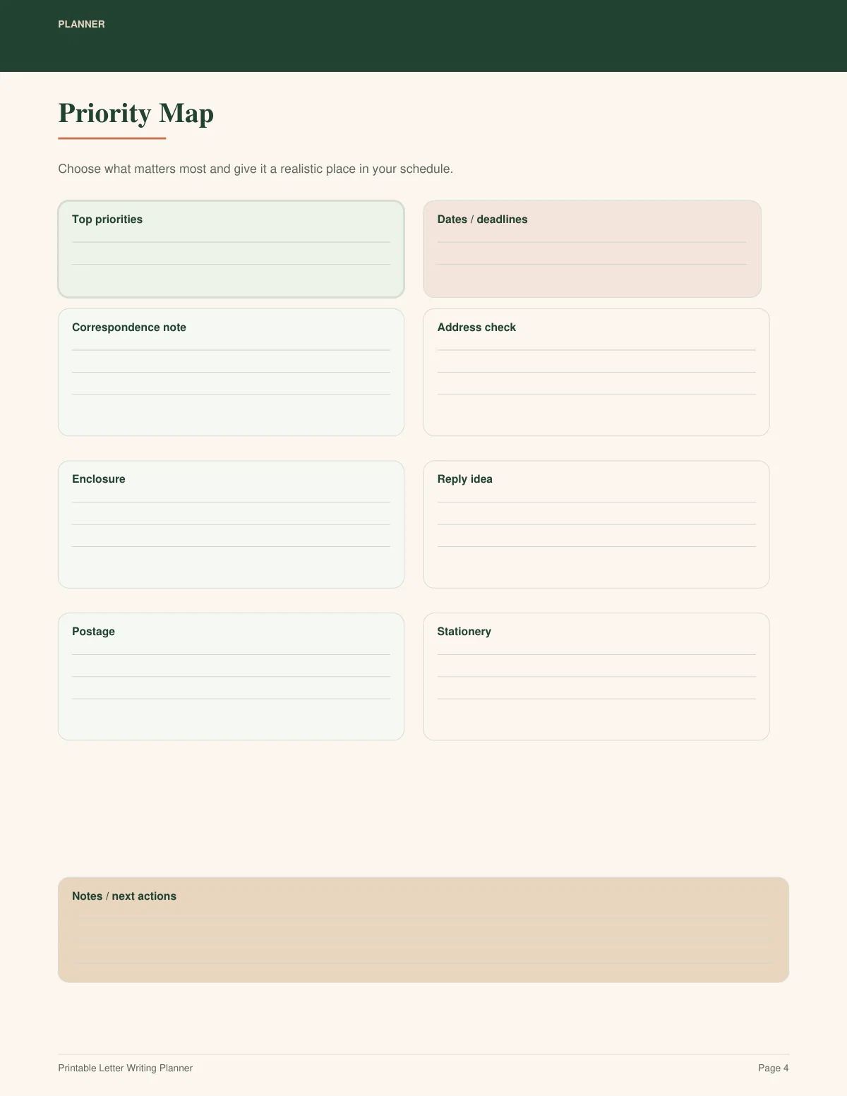 Printable Letter Writing Planner preview 3
