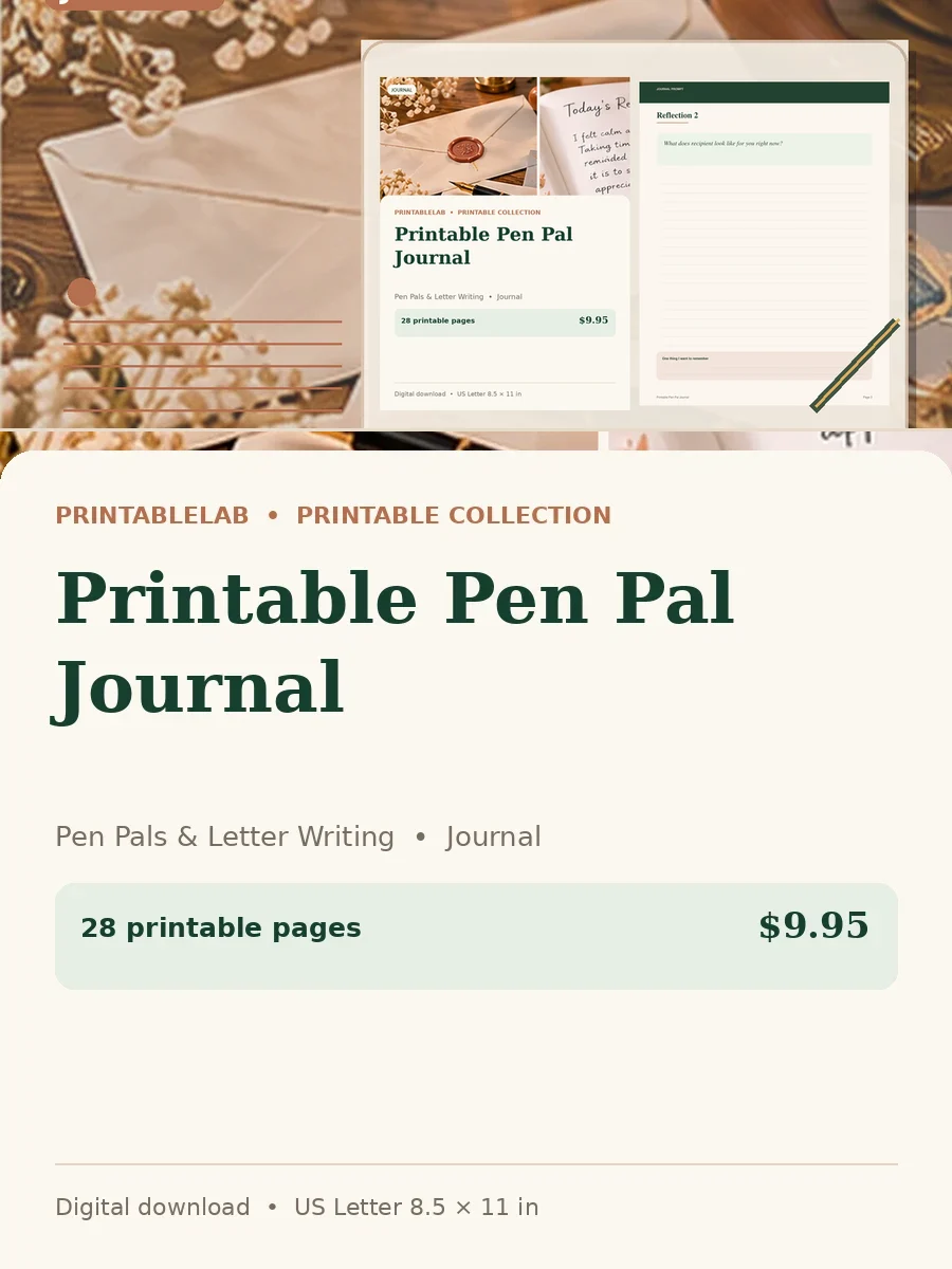 Printable Pen Pal Journal cover