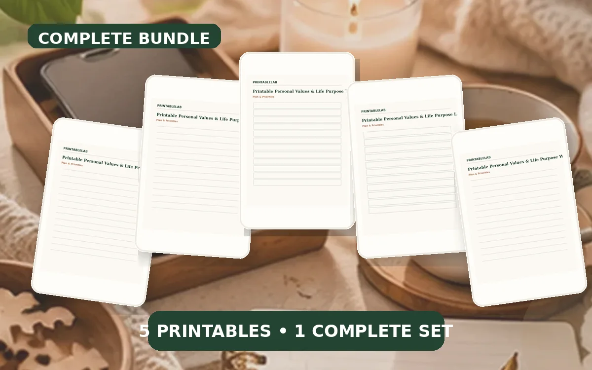 Complete Personal Values & Life Purpose Printable Bundle cover