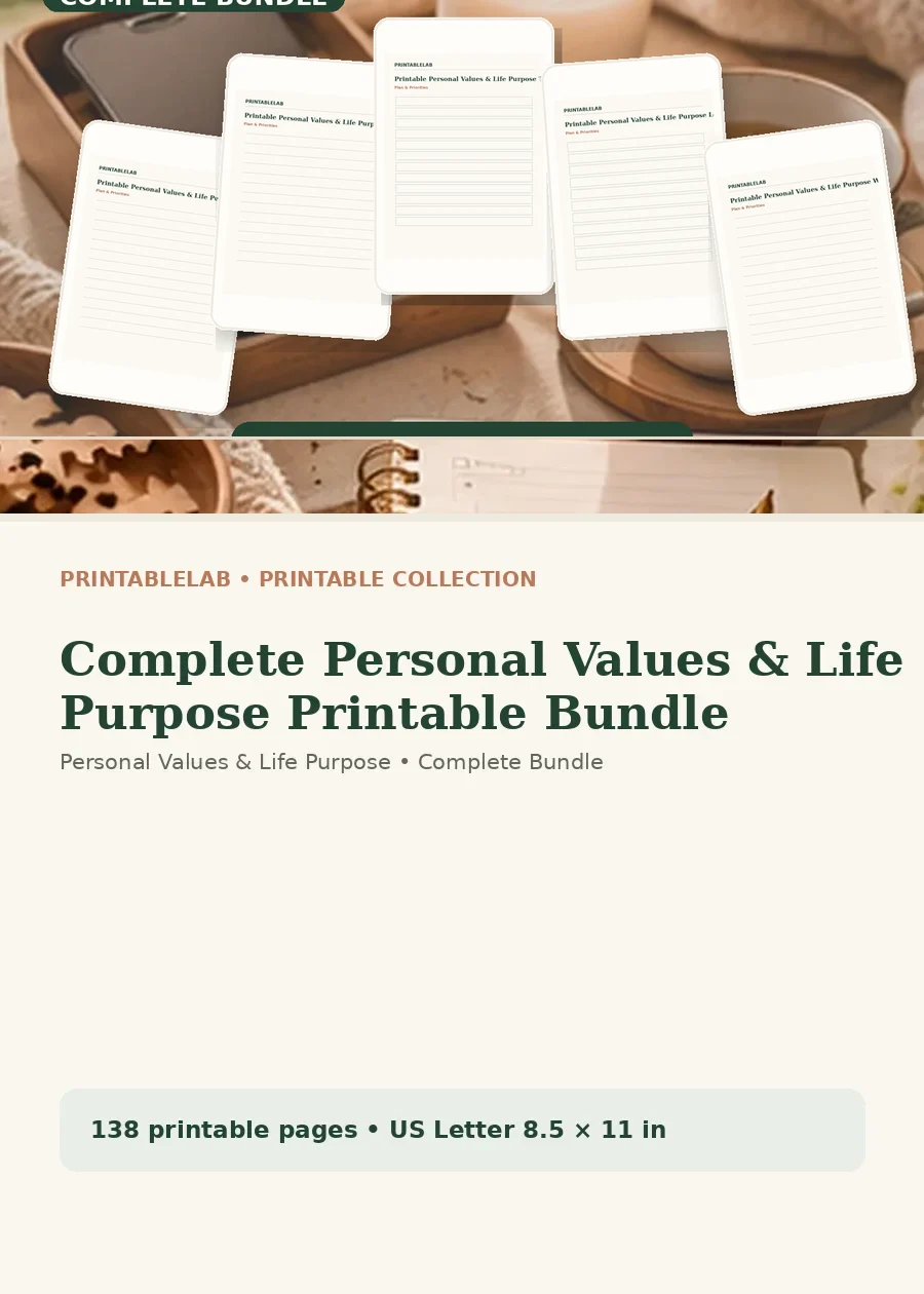 Complete Personal Values & Life Purpose Printable Bundle cover