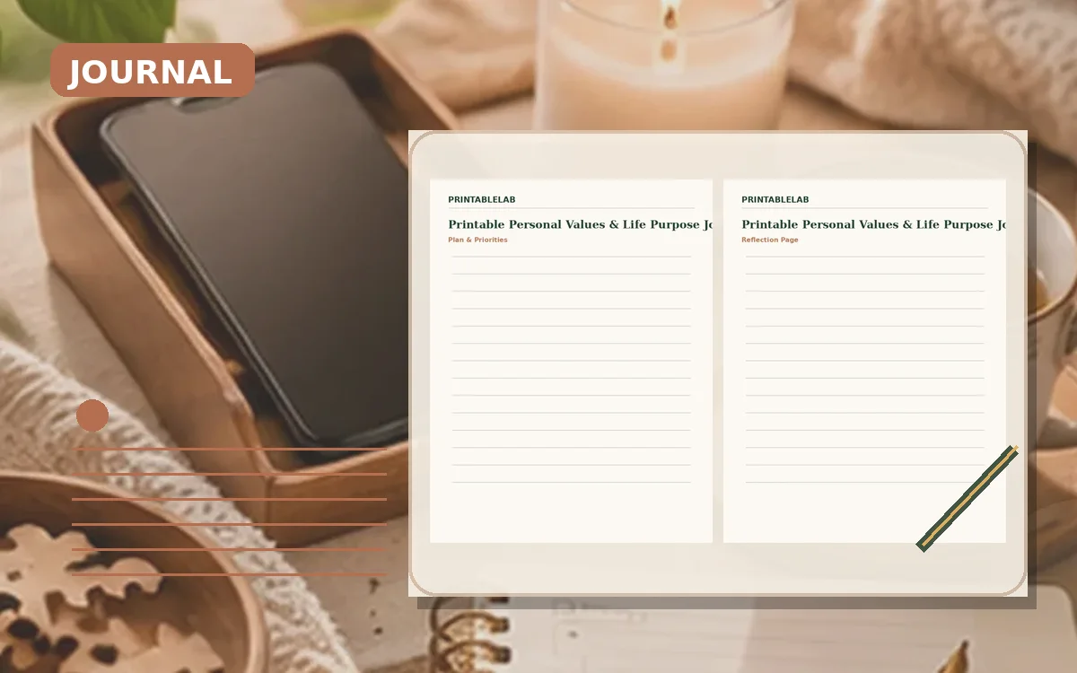 Printable Personal Values & Life Purpose Journal cover