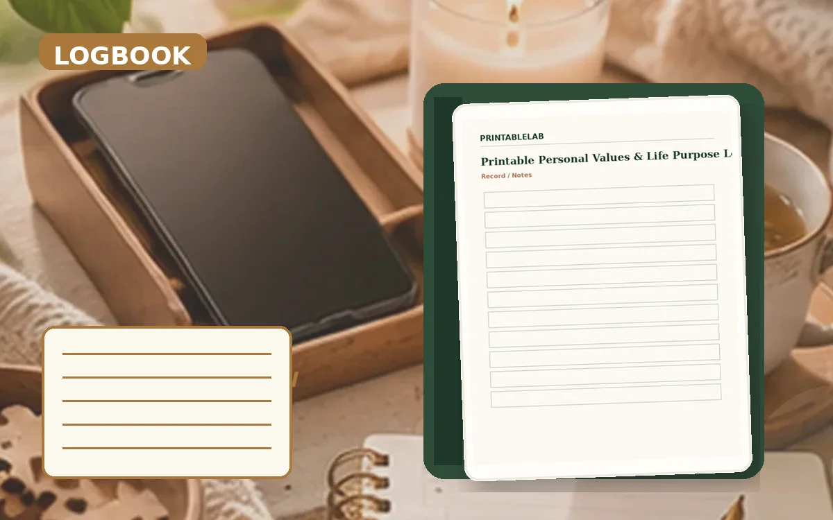 Printable Personal Values & Life Purpose Logbook cover