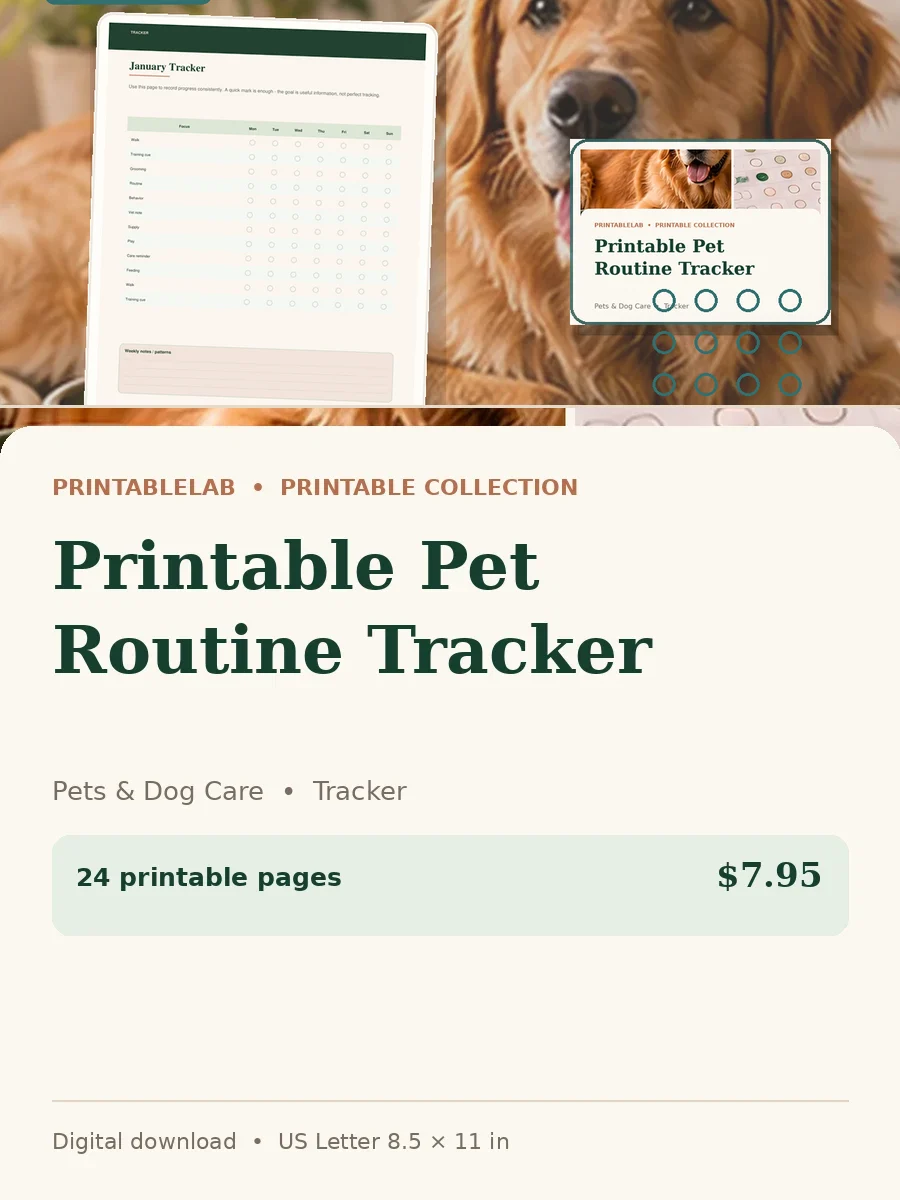 Printable Pet Routine Tracker cover