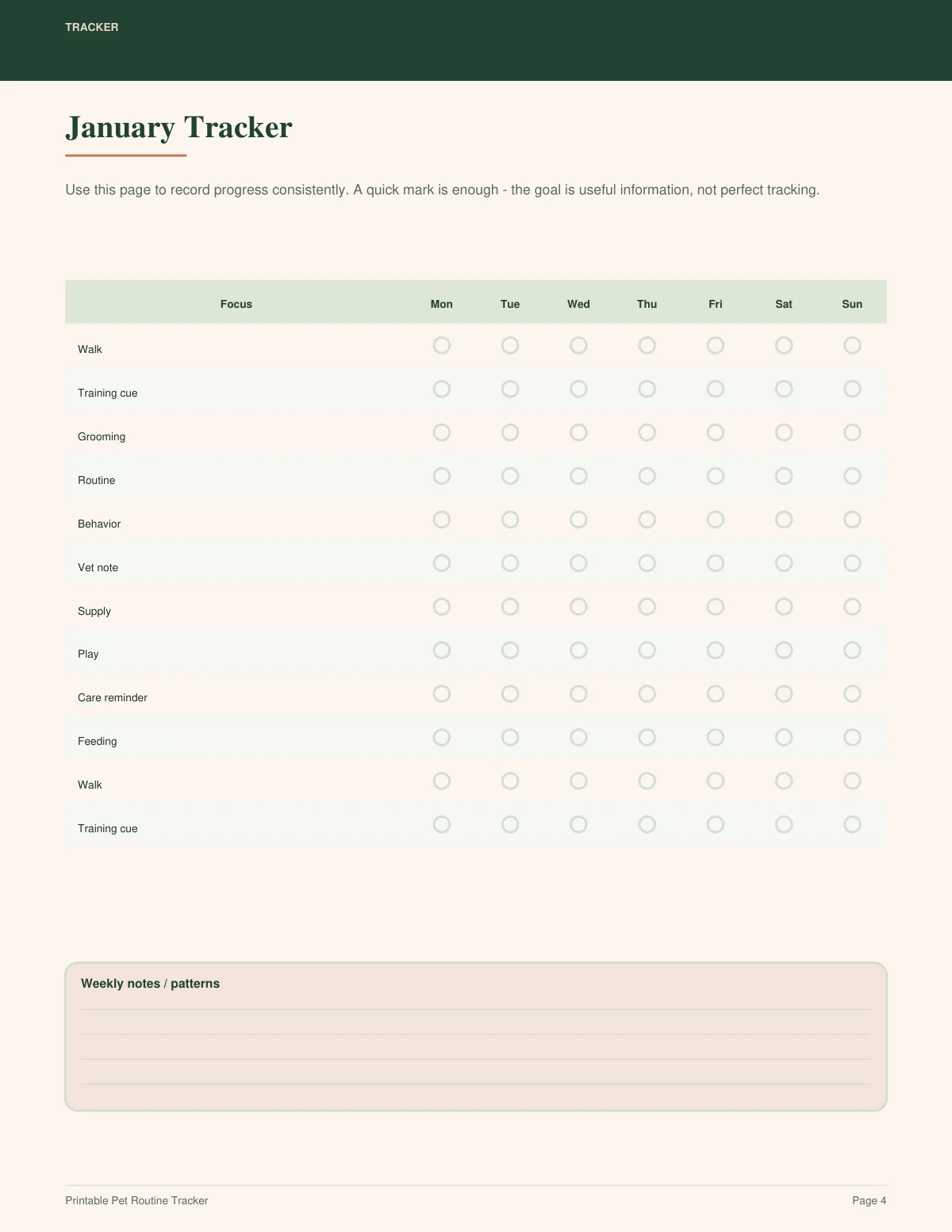 Printable Pet Routine Tracker preview 3
